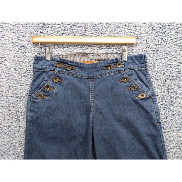 Anthropologie Stephenson Denim Finery Wide Leg Capris Size 28 Bohemian Y2K Blue - Picture 3 of 12